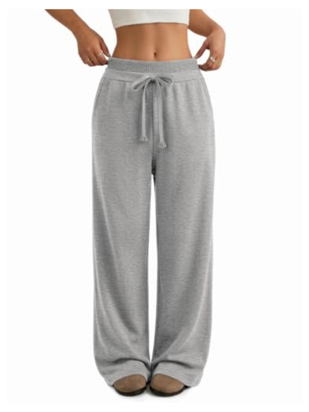 Wide Leg High Waisted Drawstring Sweatpants Tummy Control Lounge Gym Pants
